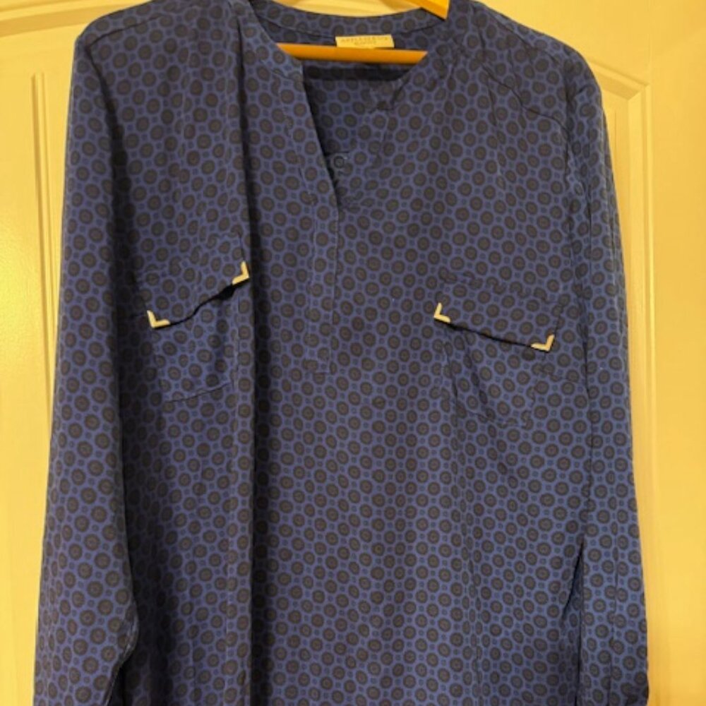 Women's Appleseeds Blouse Black and Royal Blue